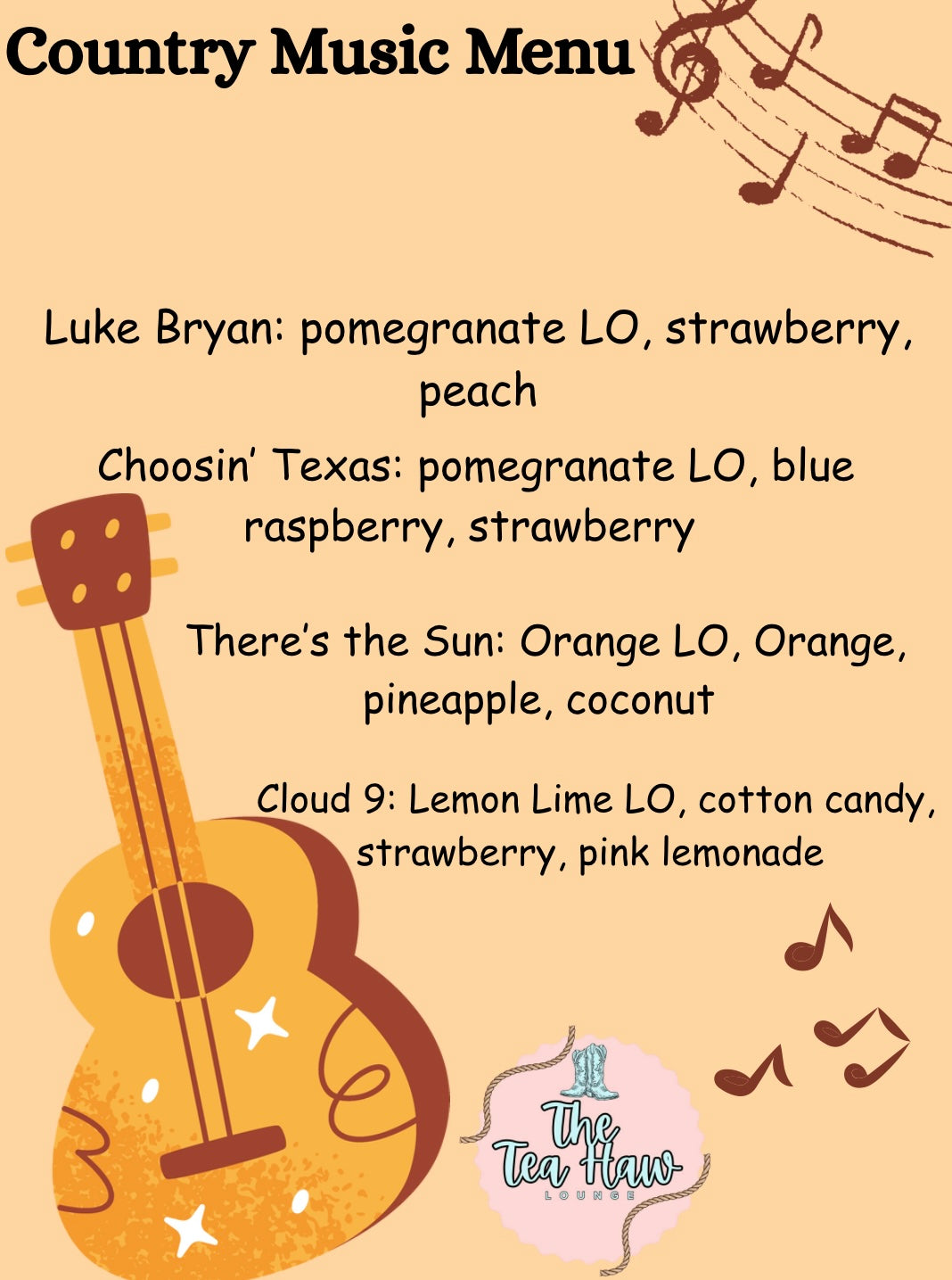 Country Music Menu